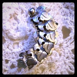 Vintage Silver Victorian Intricate Floral Leaf Ear Climber Cuff Earring